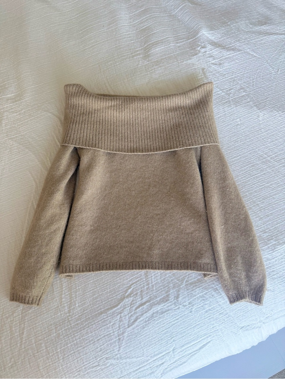 & Other Stories Off The Shoulder Foldover Wool Blend Sweater Medium